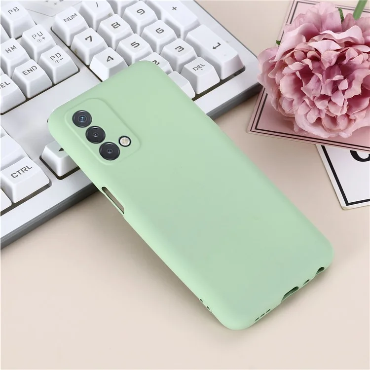 Liquid Silicone Shock Phone Telephip Gel Gel Goma Cubierta Protectora Con Correa Para OnePlus Nord N200 5G - Verde