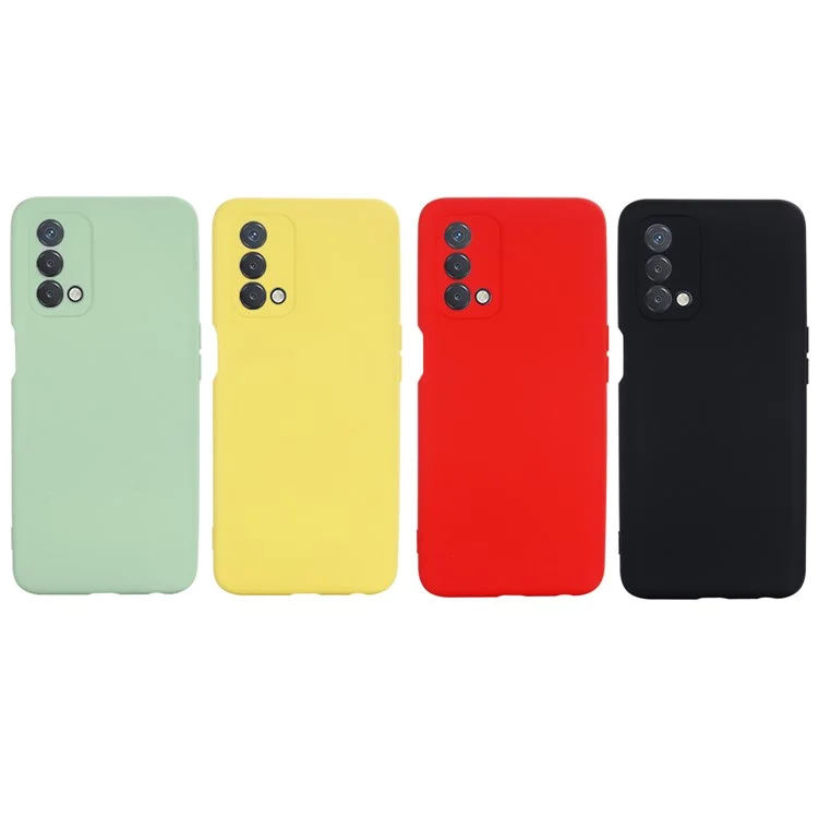 Liquid Silicone Shock Phone Telephip Gel Gel Goma Cubierta Protectora Con Correa Para OnePlus Nord N200 5G - Verde