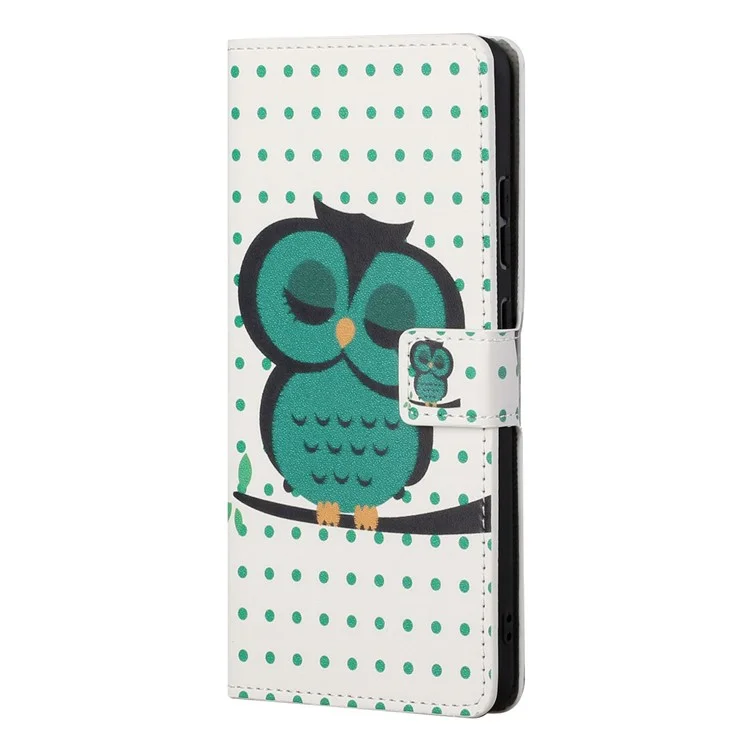 Wallet Design Pattern Printing Drop-Resistant Leather Protective Case with Stand for OnePlus Nord 2 5G - Single Owl
