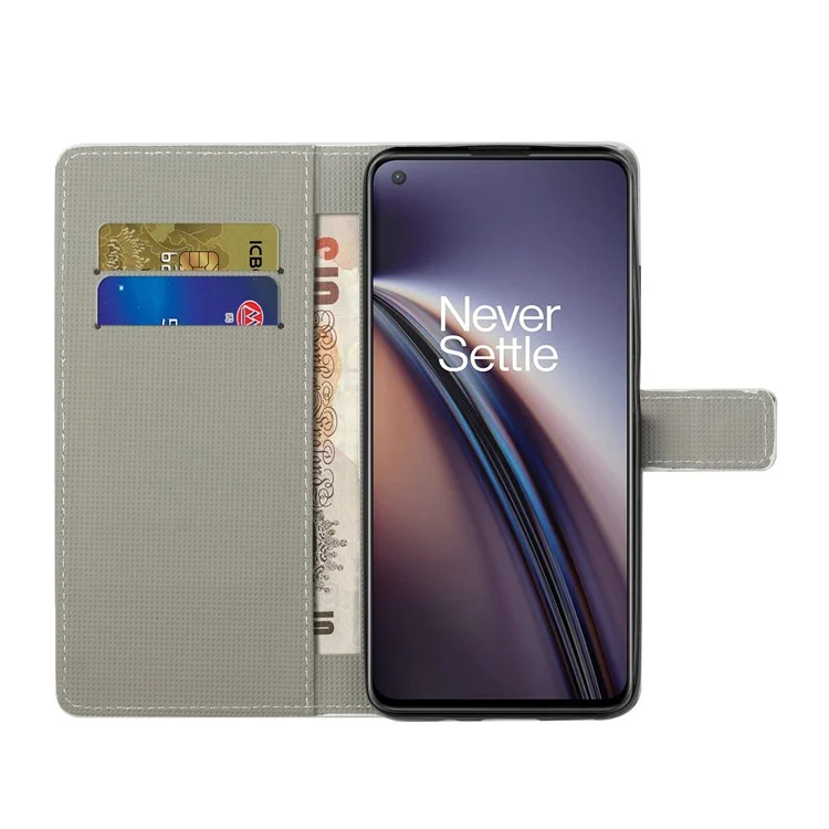 Wallet Design Pattern Printing Drop-Resistant Leather Protective Case with Stand for OnePlus Nord 2 5G - Butterfly