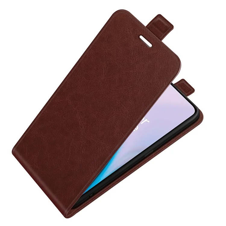 Crazy Horse Vertical Flip Leather Case with One Card Holder for OnePlus Nord 2 5G - Brown