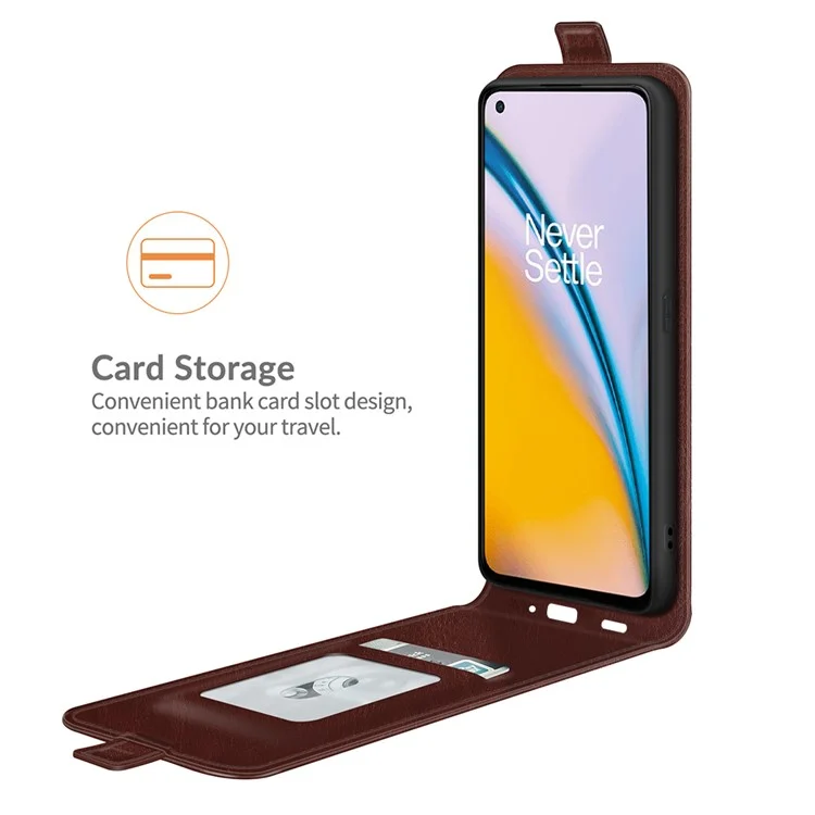 Crazy Horse Vertical Flip Leather Case with One Card Holder for OnePlus Nord 2 5G - Brown