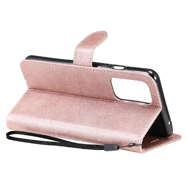 KT Leather Series-2 Solid ColorLeather Stand Stand Phone Shell Com Cinta Para o OnePlus 9 (ue / Versão Dos Eua) - Rosa Ouro