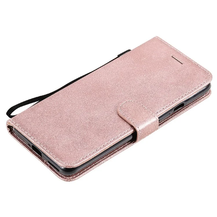 KT Leather Series-2 Solid ColorLeather Wallet Stand Phone Case Shell with Strap for OnePlus 9 (EU / US Version) - Rose Gold