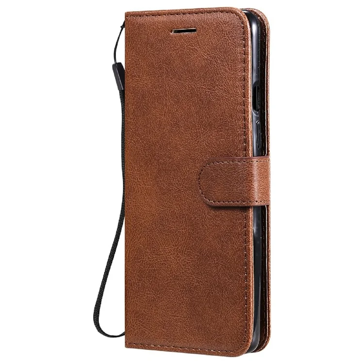 KT in Pelle Series-2 Solido Portafoglio Colorleat Portafoglio Custodia Per Telefono Con Cinturino Per OnePlus 9 (ue / Versione Americana) - Marrone