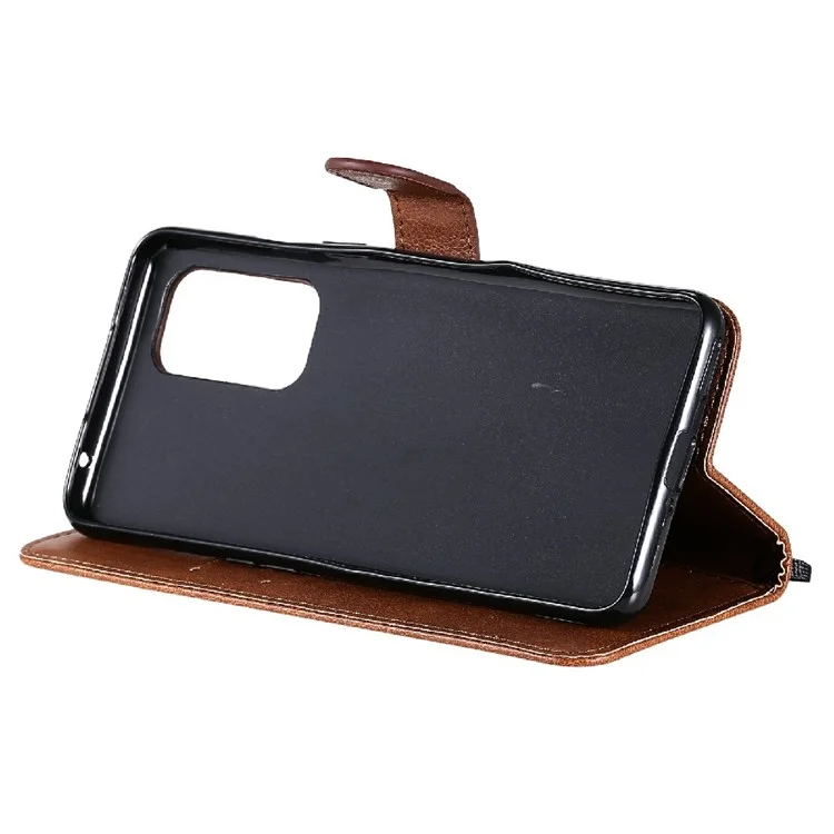 KT in Pelle Series-2 Solido Portafoglio Colorleat Portafoglio Custodia Per Telefono Con Cinturino Per OnePlus 9 (ue / Versione Americana) - Marrone