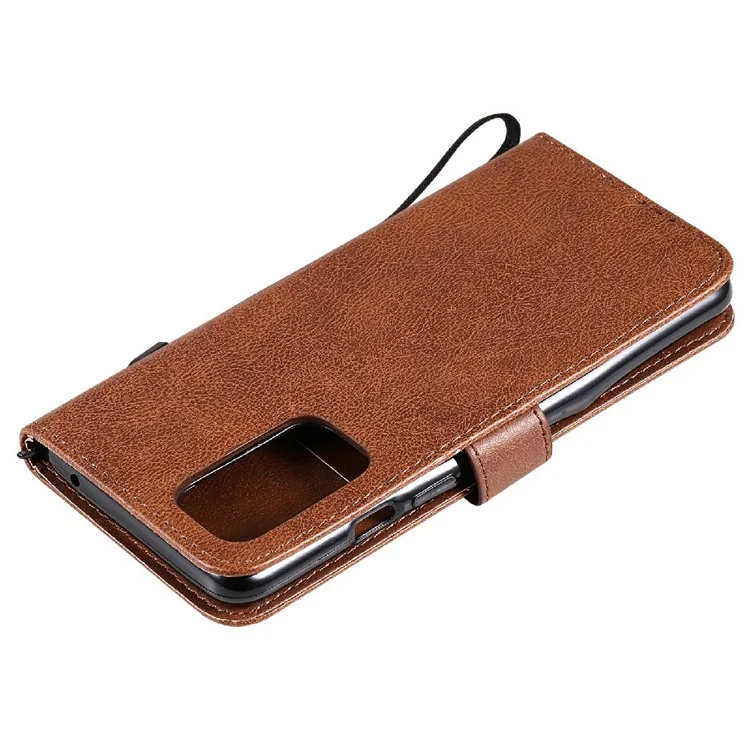 KT in Pelle Series-2 Solido Portafoglio Colorleat Portafoglio Custodia Per Telefono Con Cinturino Per OnePlus 9 (ue / Versione Americana) - Marrone