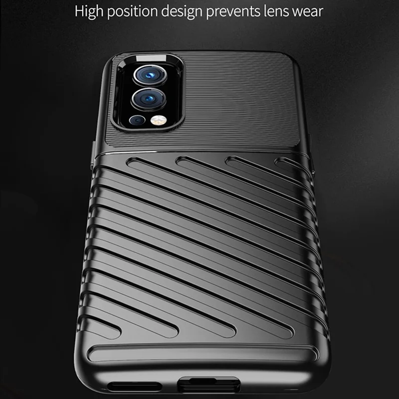 Thunder Series Twill Texture Verdikte TPU Beschermhoes Stootvast Anti-vingerafdruk Hoesje voor OnePlus Nord 2 5G - Zwart