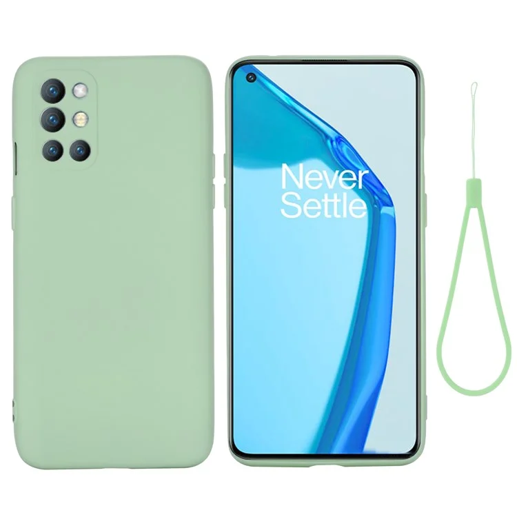 Coperchio di Protezione a Corto di Protezione Completa al Silicone Liquido Con Cinturino Per OnePlus 9R - Verde