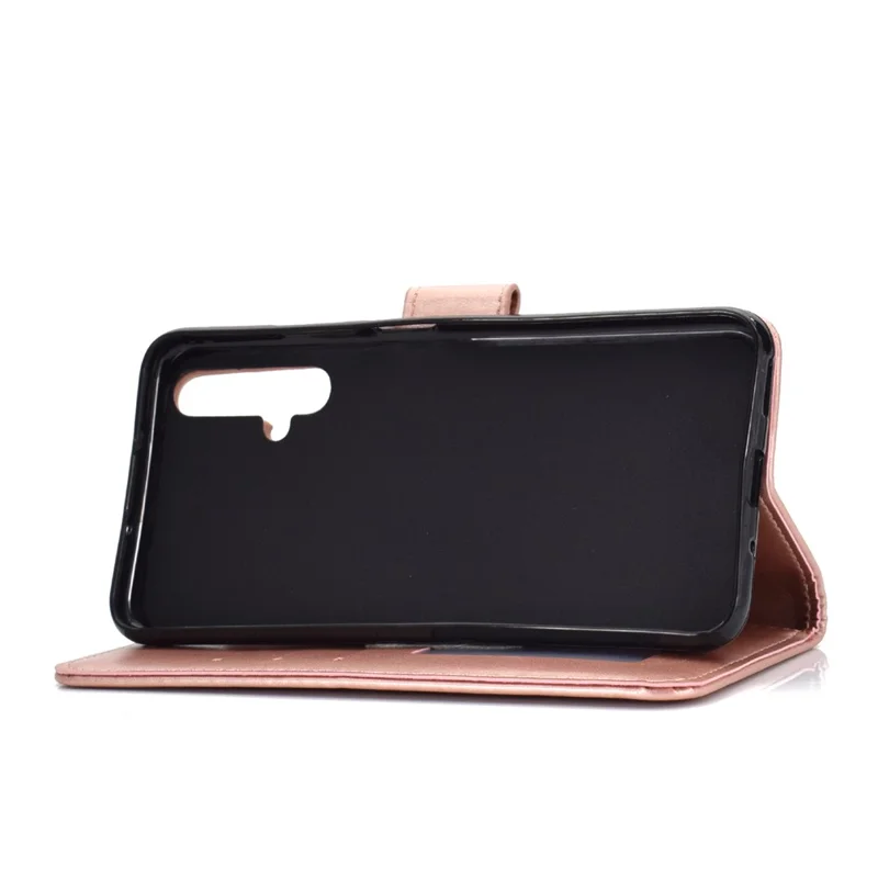 Imprinted Mandala Pattern PU Leather Wallet Stand Case with Strap for OnePlus Nord CE 5G - Rose Gold