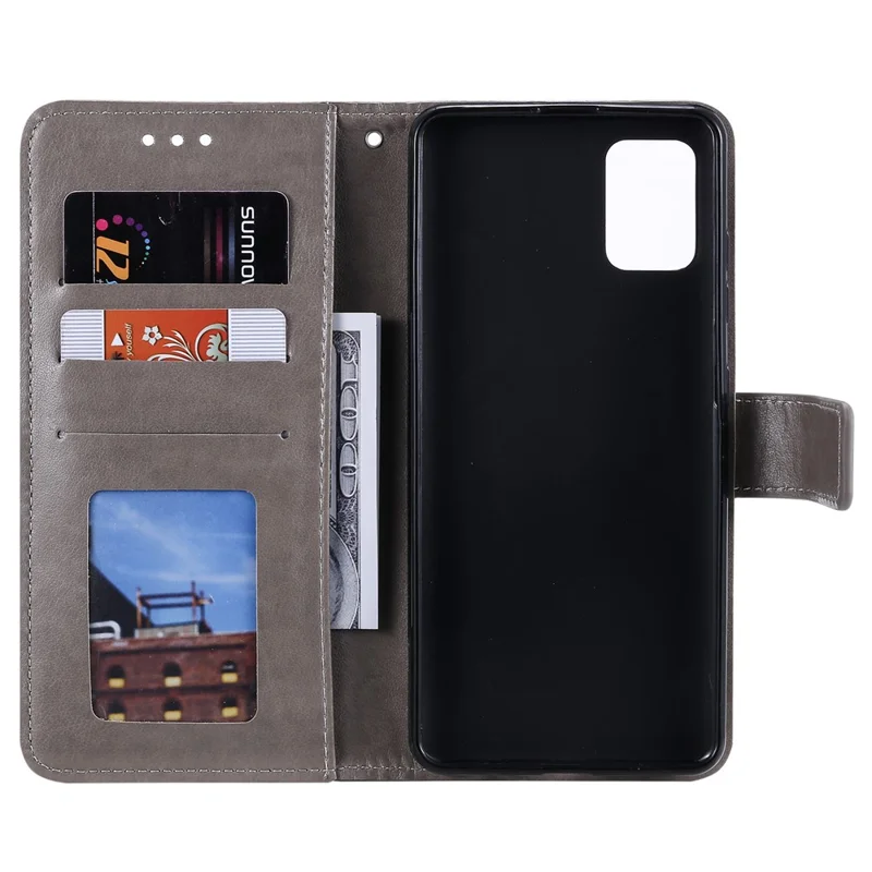 PU-læder med trykt mandala-mønster, tegnebog med stander og rem til OnePlus Nord 2 5G – Grå