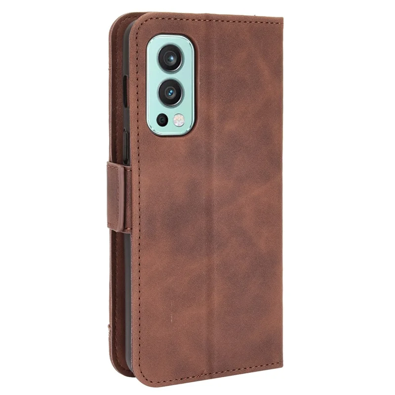 Wallet Design Phone Cover Stand Case with Multiple Card Slots for OnePlus Nord 2 5G - Brown