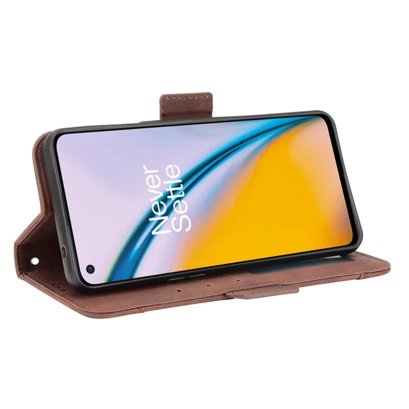 Wallet Design Phone Cover Stand Case with Multiple Card Slots for OnePlus Nord 2 5G - Brown