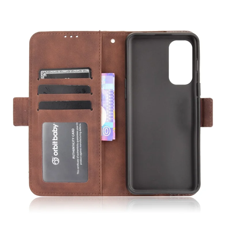 Wallet Design Phone Cover Stand Case with Multiple Card Slots for OnePlus Nord 2 5G - Brown