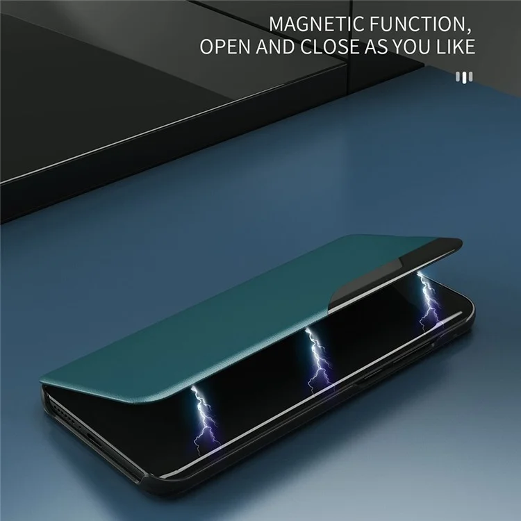 Vista de Ventana Diseño de Soporte PU Capacidad de Portada de Teléfono de Cuero Para OnePlus Nord N200 5G - Negro