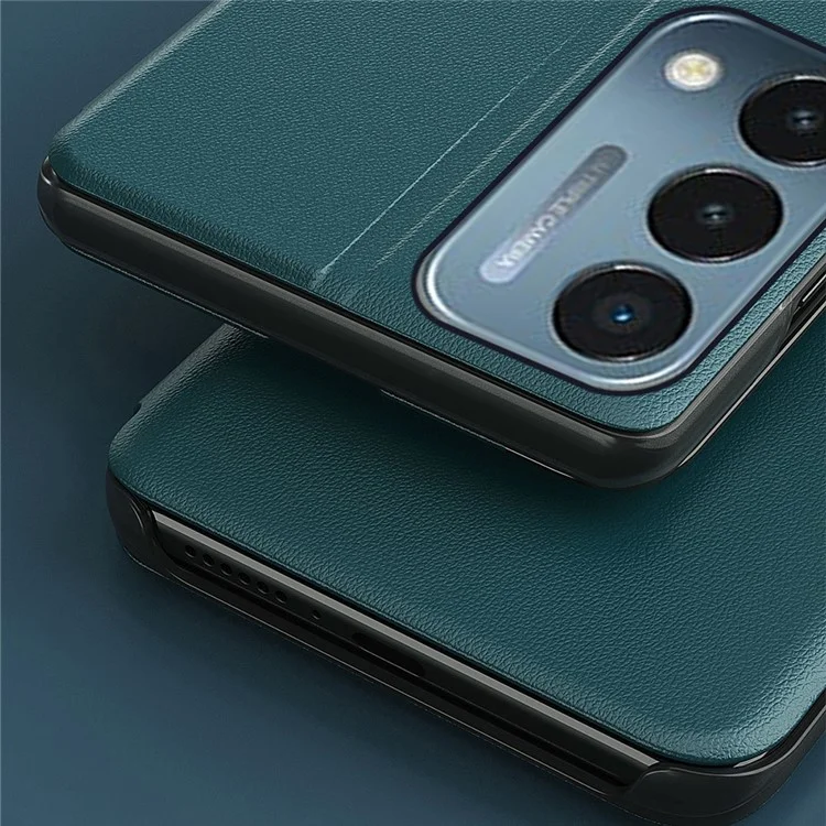 Vista de Ventana Diseño de Soporte PU Capacidad de Portada de Teléfono de Cuero Para OnePlus Nord N200 5G - Negro