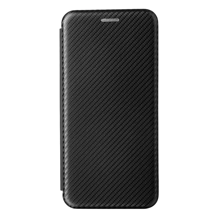 Carbon Fiber Texture Card Slot Design Magnetic Auto-absorbed Leather Shell Phone Case for OnePlus Nord 2 5G - Black