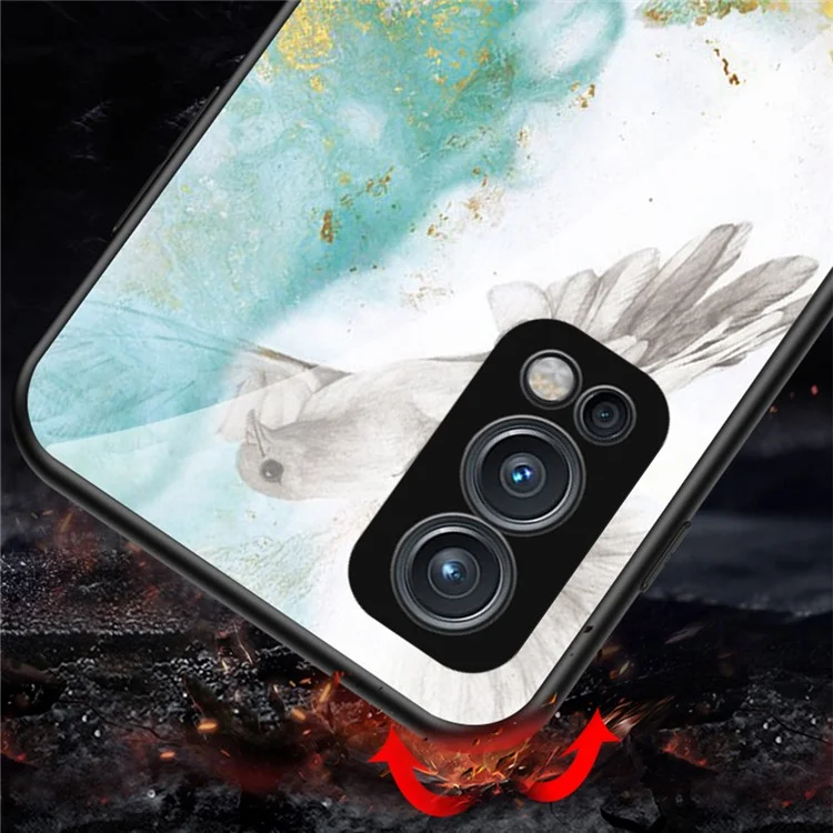 Marble Design Ultra Slim Thin Stylish Tempered Glass Protective Phone Case Cover for OnePlus OnePlus Nord 2 5G - Black Marble