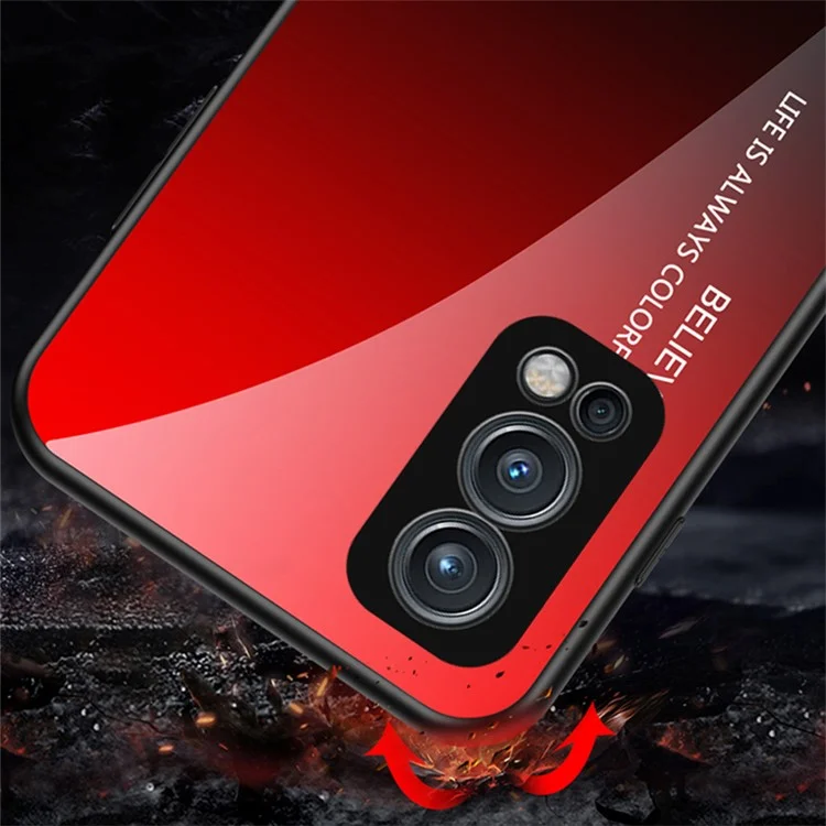Gradient Tempered Glass + TPU Frame Hybrid Slim Shockproof Protective Cover Case für OnePlus Nord 2 5G - Schwarz