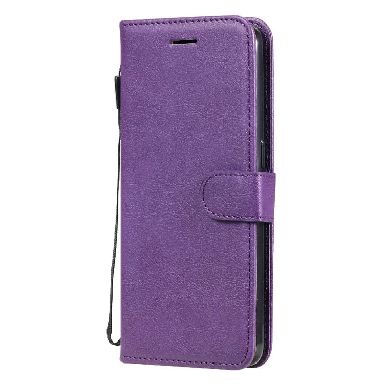 For OnePlus Nord CE 5G Case Solid Color Leather Mobile Cover Wallet Stand with Strap - Purple