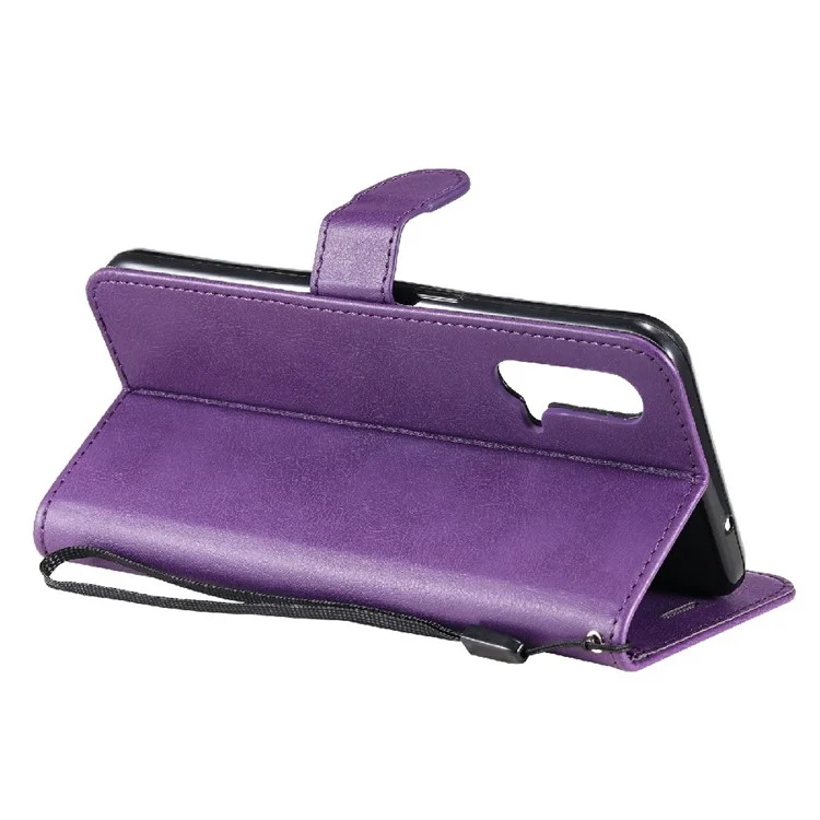 For OnePlus Nord CE 5G Case Solid Color Leather Mobile Cover Wallet Stand with Strap - Purple