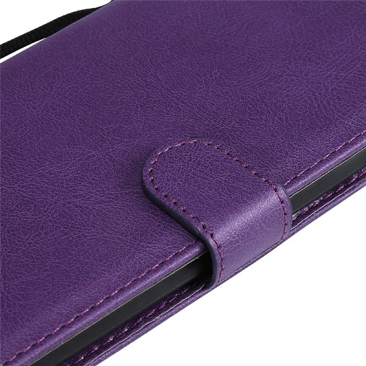 For OnePlus Nord CE 5G Case Solid Color Leather Mobile Cover Wallet Stand with Strap - Purple