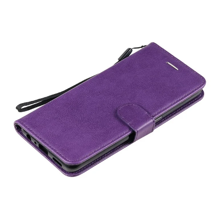 For OnePlus Nord CE 5G Case Solid Color Leather Mobile Cover Wallet Stand with Strap - Purple