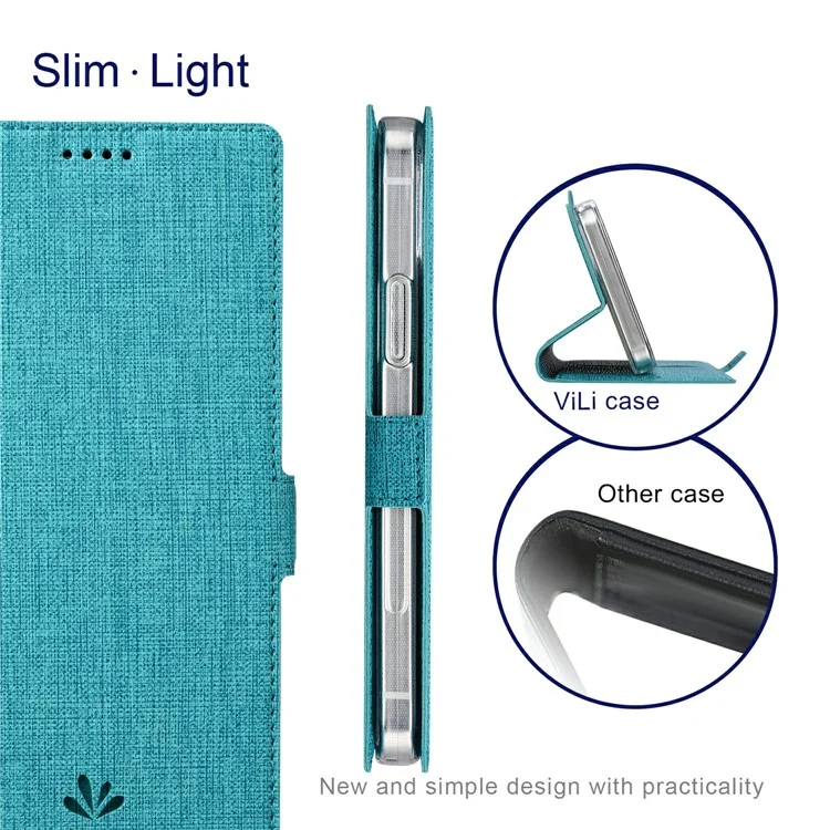 Vili K Series Tarjeta Ranuras Diseño de Stand Store Protección Completa Folio de Cuero Cover Para OnePlus Nord N10 5G - Azul