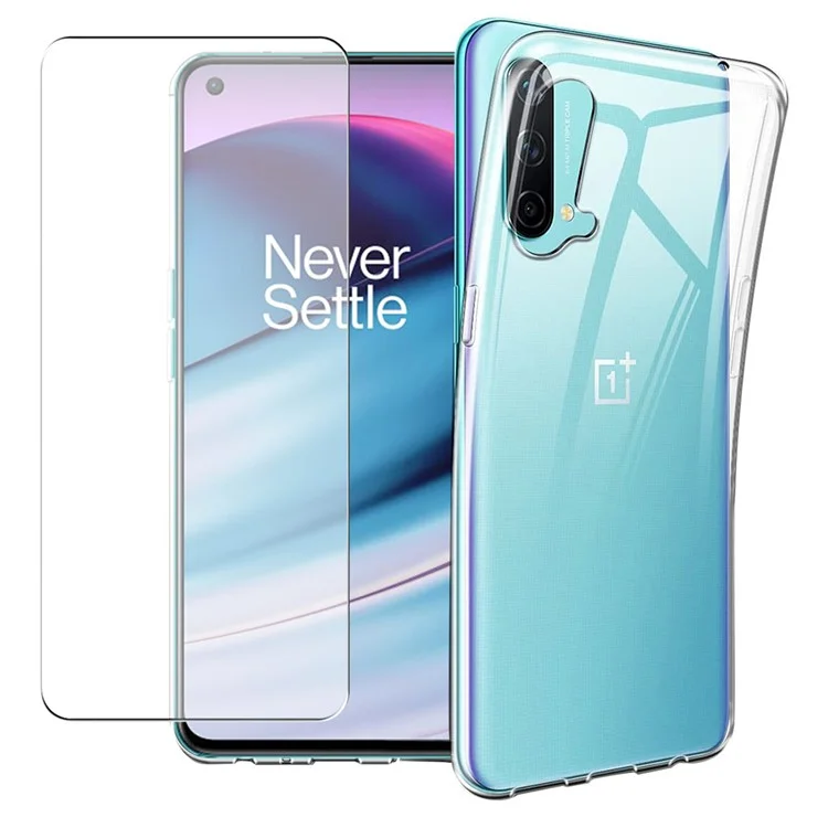 For OnePlus Nord CE 5G Shockproof Slim TPU Phone Case Cover with Tempered Glass Screen Protector