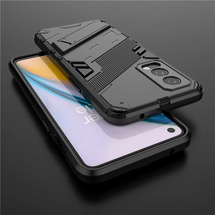 Protección de Cuerpo Completo PC Slim Hard + TPU Suave Con Parada de Patada Para OnePlus Nord 2 5G - Negro