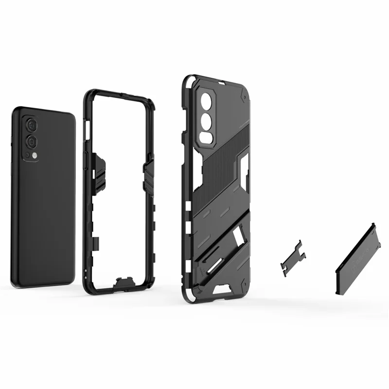 Full-Body Protection Slim Hard PC + Soft TPU Cover with Kickstand for OnePlus Nord 2 5G - White