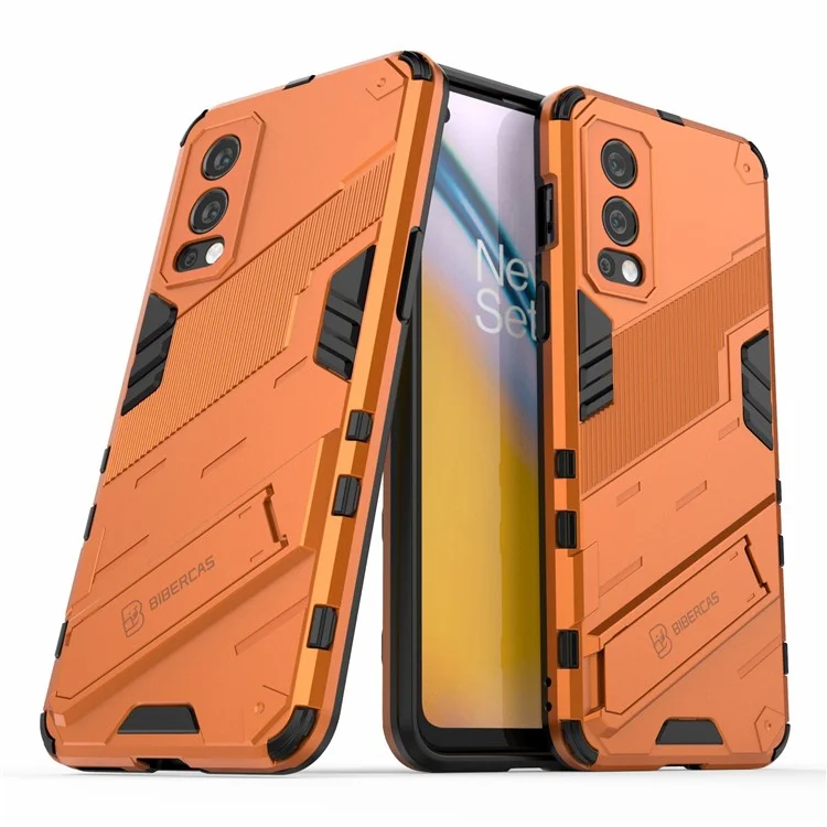 Protection Intégrale Mince Coque Dur PC + Souple TPU avec Support pour OnePlus Nord 2 5G - Orange