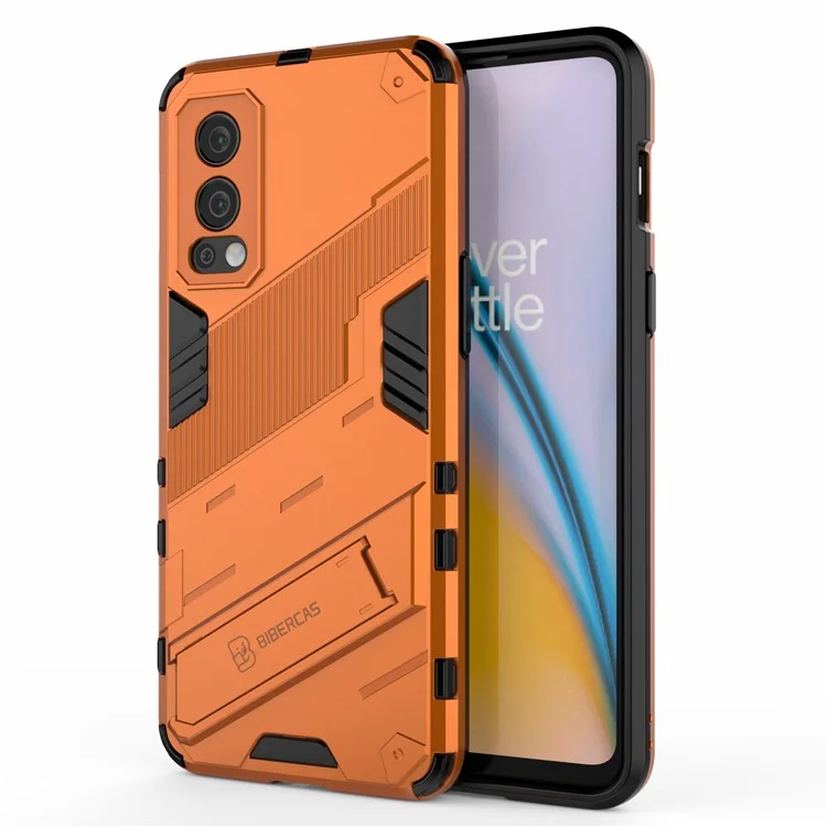 Protección de Cuerpo Completo PC Slim Hard + TPU Suave Con Parada de Patada Para OnePlus Nord 2 5G - Naranja