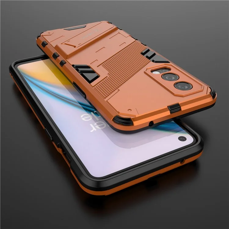 Protección de Cuerpo Completo PC Slim Hard + TPU Suave Con Parada de Patada Para OnePlus Nord 2 5G - Naranja