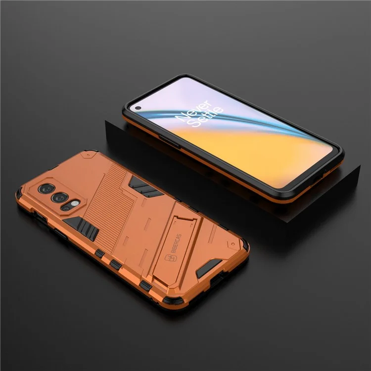 Protección de Cuerpo Completo PC Slim Hard + TPU Suave Con Parada de Patada Para OnePlus Nord 2 5G - Naranja