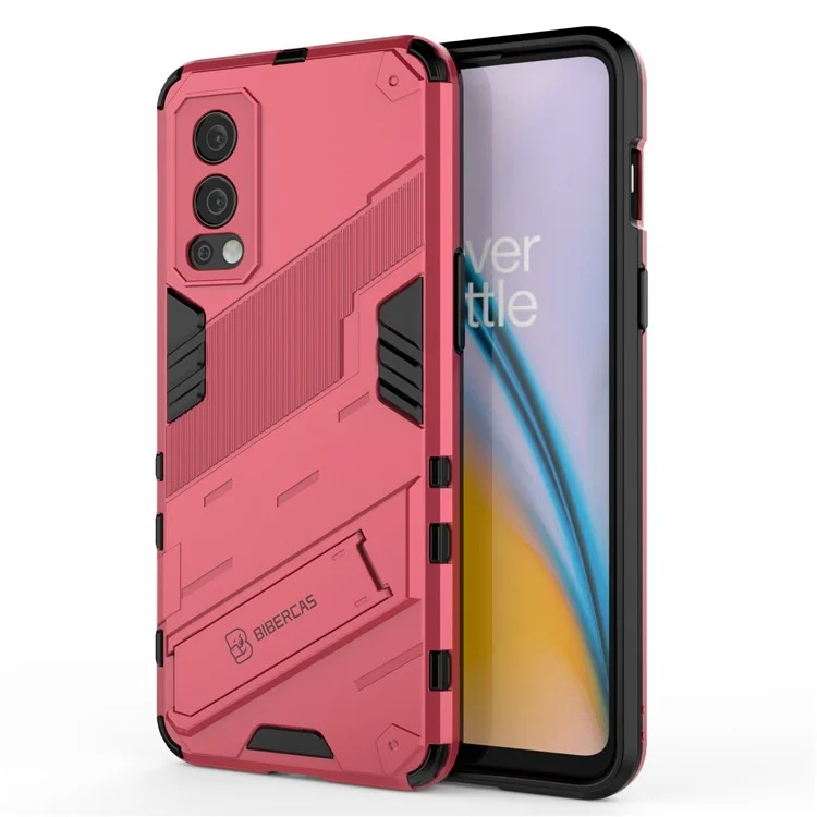 Full-Body Protection Slim Hard PC + Soft TPU Cover with Kickstand for OnePlus Nord 2 5G - Rose