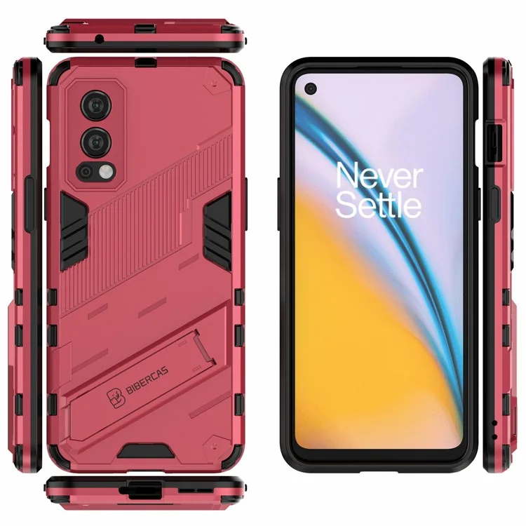 Full-Body Protection Slim Hard PC + Soft TPU Cover with Kickstand for OnePlus Nord 2 5G - Rose