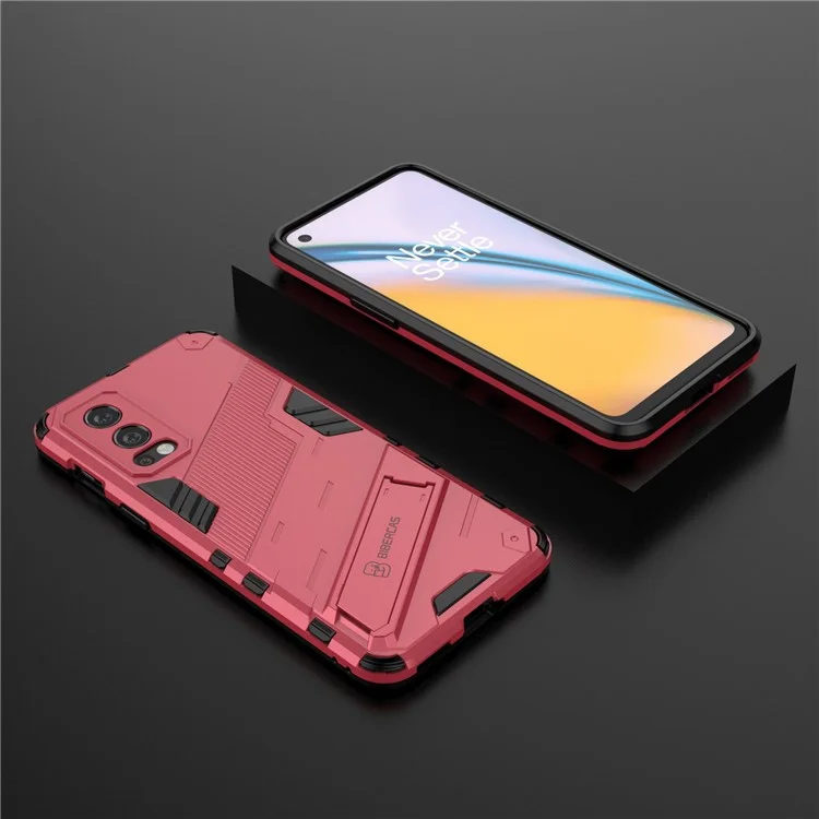 Full-Body Protection Slim Hard PC + Soft TPU Cover with Kickstand for OnePlus Nord 2 5G - Rose