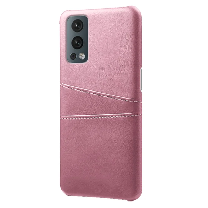 KSQ Dual Back Card Slots PU Leather + PC Combo Drop-Proof Hard Case for OnePlus Nord 2 5G - Rose Gold