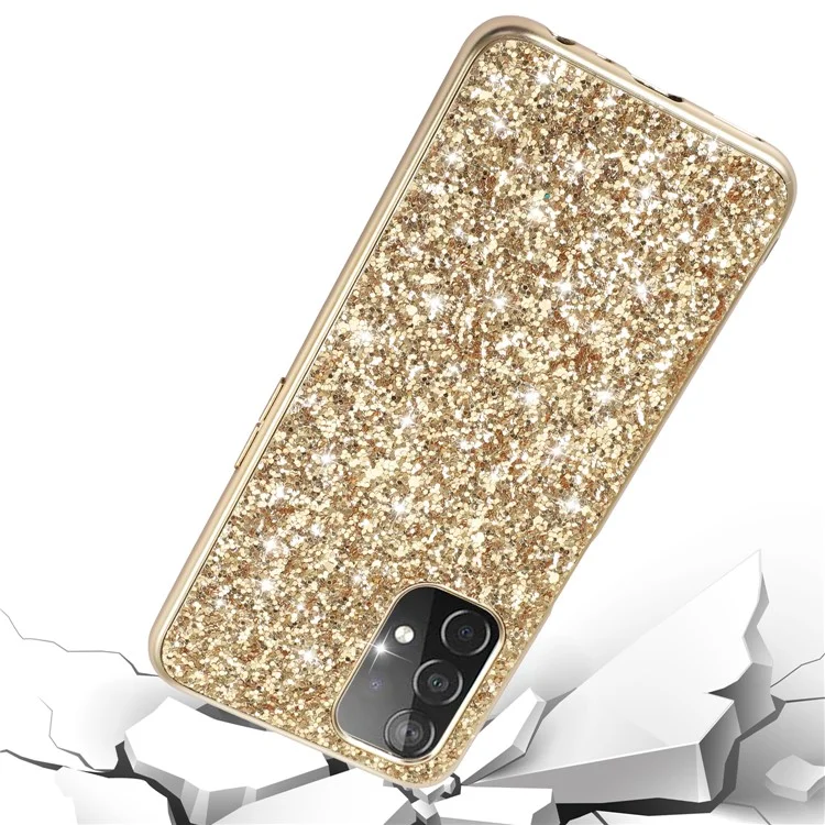 Glitzer Bling TPU -elektroplattenkante + Hartes Schockdeladelfall -hülle Für OnePlus Nord N200 5G - Gold