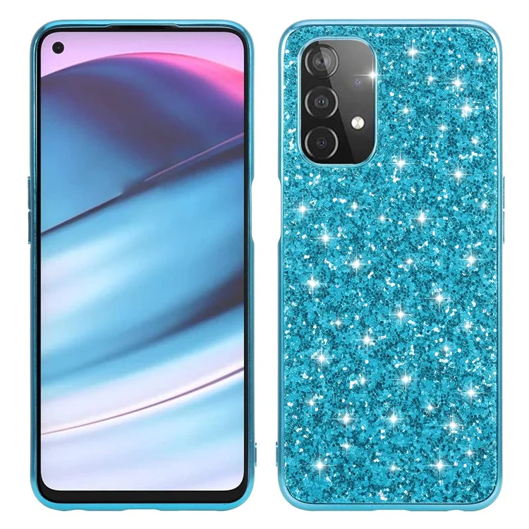 Glitzer Bling TPU -elektroplattenkante + Hartes Schockdeladelfall -hülle Für OnePlus Nord N200 5G - Blau