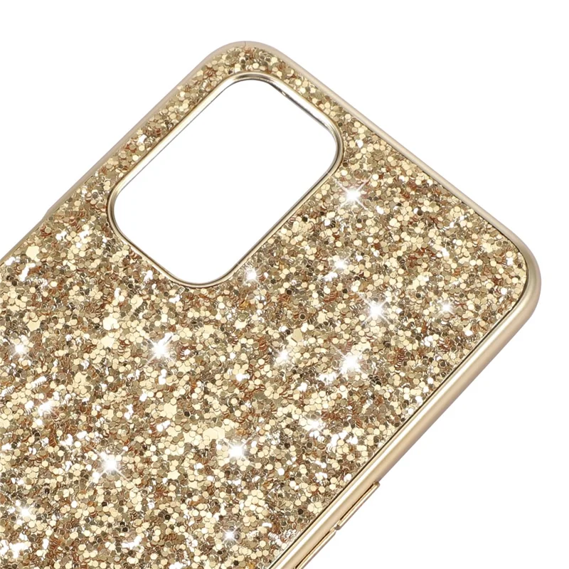 Glitter Bling TPU Electroplating Edge + Hard PC Back Shockproof Phone Case for OnePlus Nord N200 5G - Rose Gold