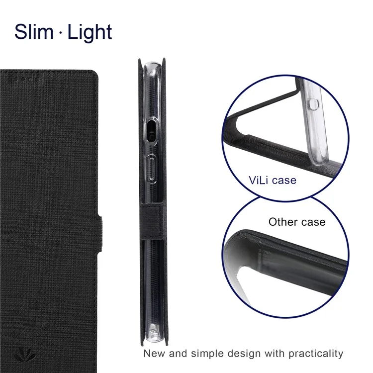 VILI K Series Wallet Design Leather Phone Stand Cover for OnePlus Nord 2 5G - Black