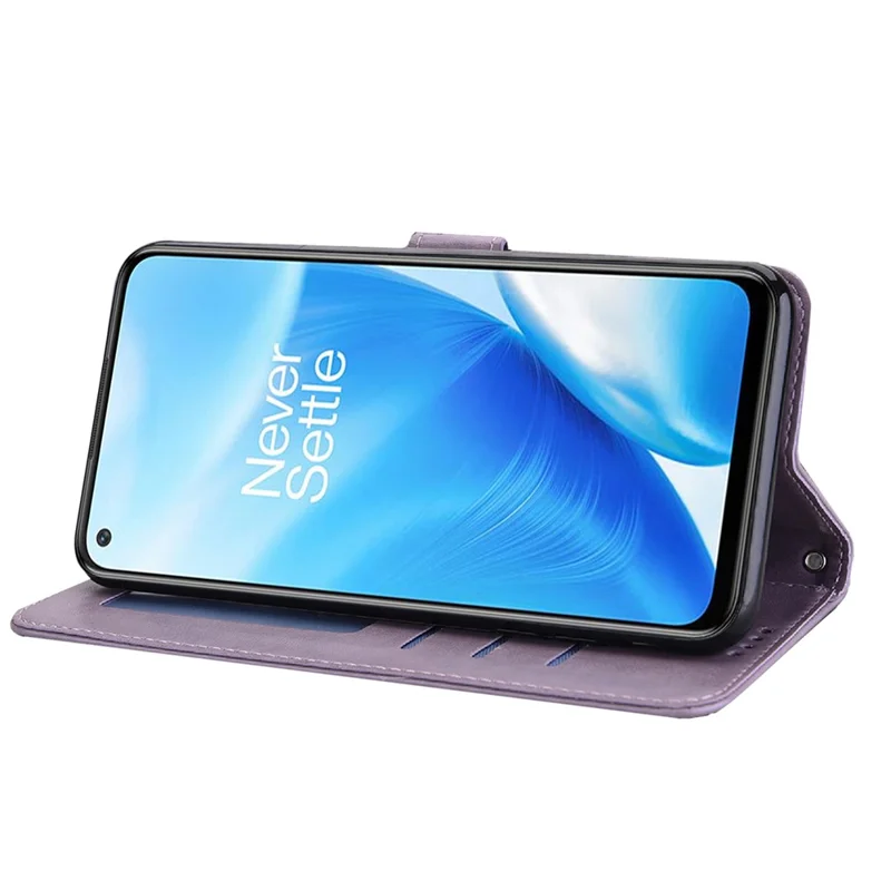 Imprinted Tree Deer Full Protection PU Leather Phone Stand Cover Wallet Case for OnePlus Nord CE 5G - Purple