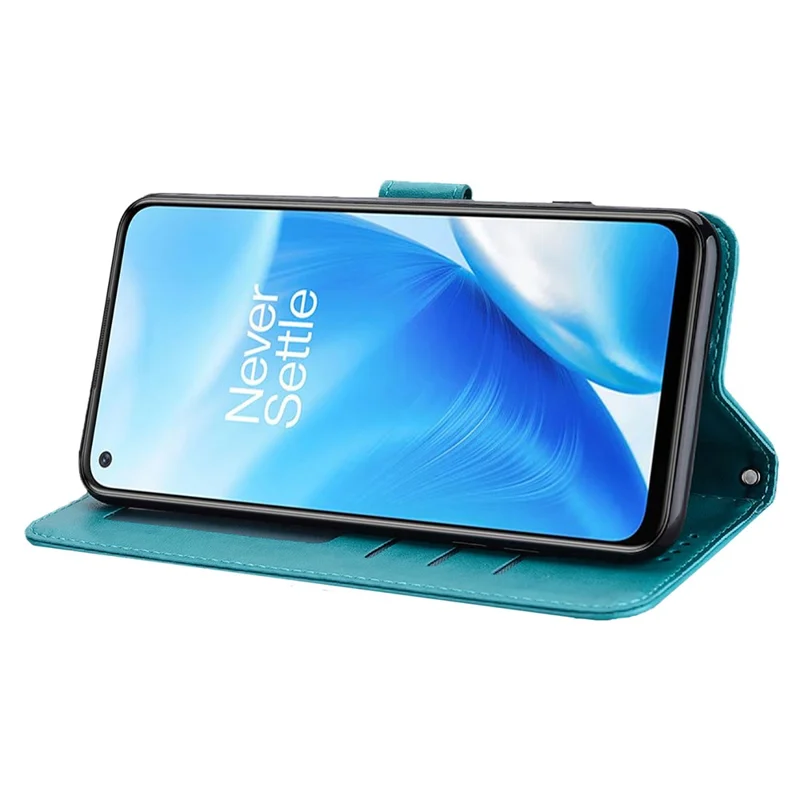 Imprinted Tree Deer Pattern PU Leather Phone Cover Protector with Wallet Stand for OnePlus Nord N200 5G - Blue