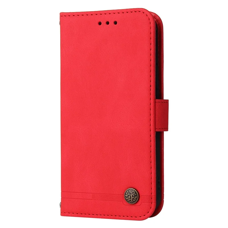 For OnePlus Nord 2 5G Leather Wallet Cases Skin Touch Phone Cover Stand with Strap - Red