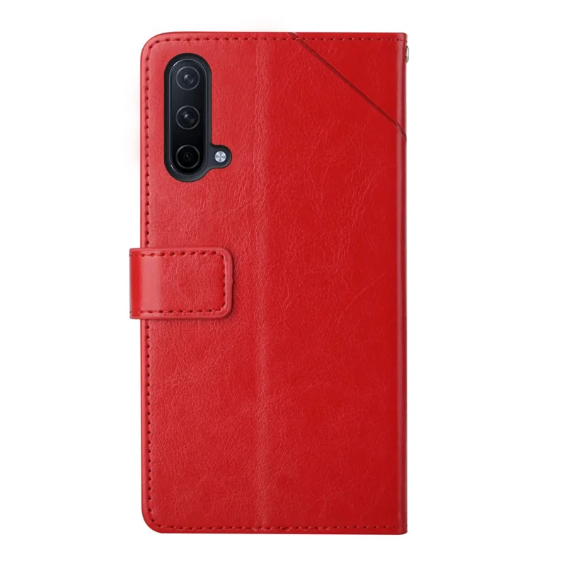 Protezione Del Body Full Body Line a Forma di y Imprinting PU Coperchio Perchuratolo Phellet Phelet Con Supporto Per OnePlus Nord CE 5G - Rosso