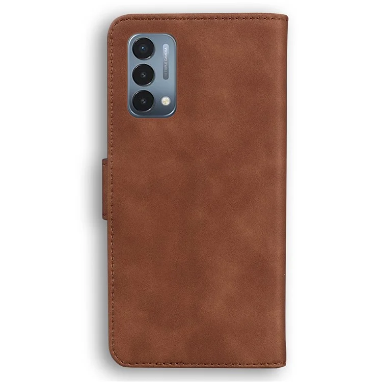 Big Butterfly Pattern Printing Shock Absorbing Skin-touch PU Leather Phone Cover Wallet Stand Shell for OnePlus Nord N200 5G - Brown