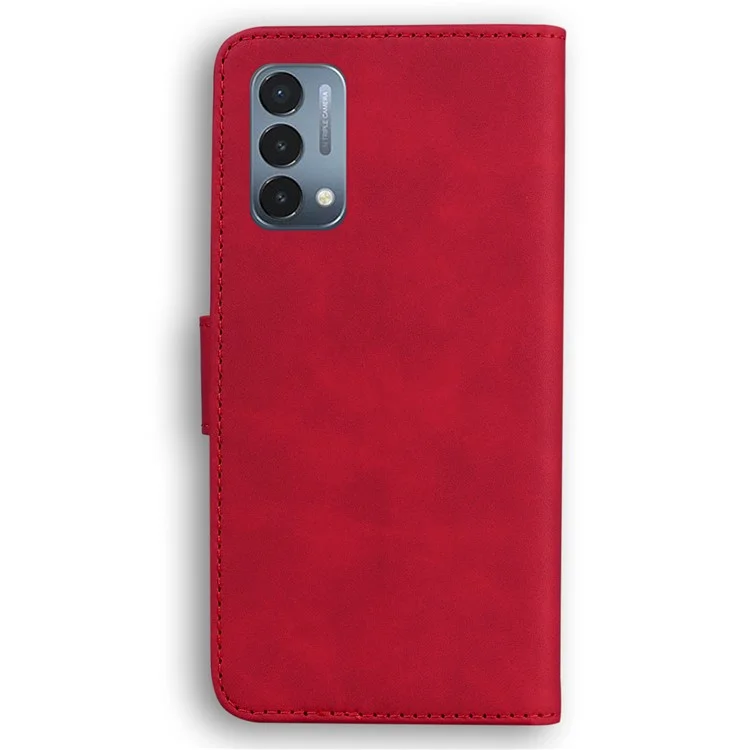 Big Butterfly Pattern Stampa Scossa Assorbente Skin-touch PU Copertura Del Telefono Con Coperchio Del Supporto Del Portafoglio Per OnePlus Nord N200 5G - Rosso