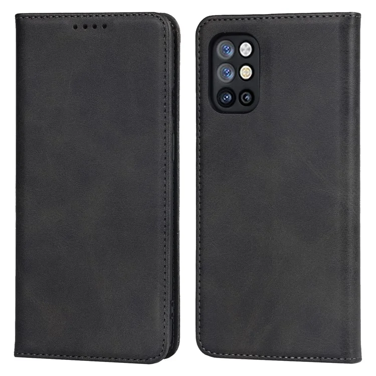For OnePlus 8T Auto-absorbed TPU+PU Leather Wallet Phone Shell Supporting Stand Phone Case - Black